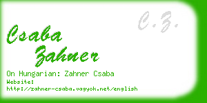 csaba zahner business card